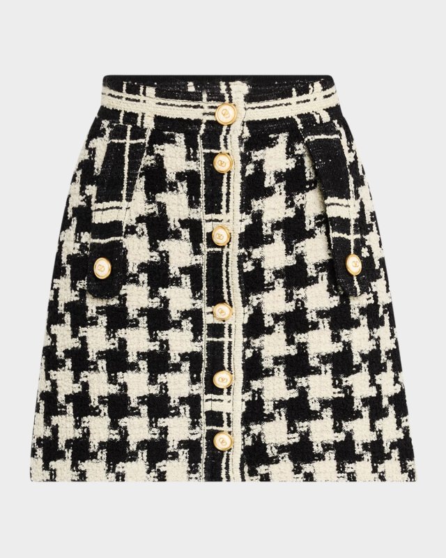 Macro Pied De Poule Tweed Mini Skirt